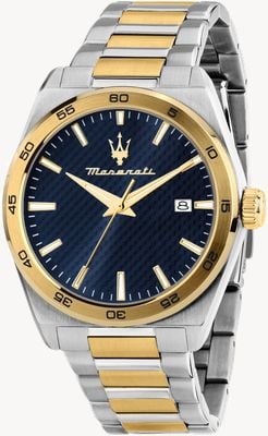 Maserati Velocità Datumsquarz (41 mm) blaues Zifferblatt / zweifarbiges Edelstahlarmband R8853152001