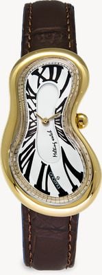 Exaequo Melting Watch Classic PVD Yellow Gold (28mm) White Dial / Dark Brown Croco Leather Strap EX0002.0002