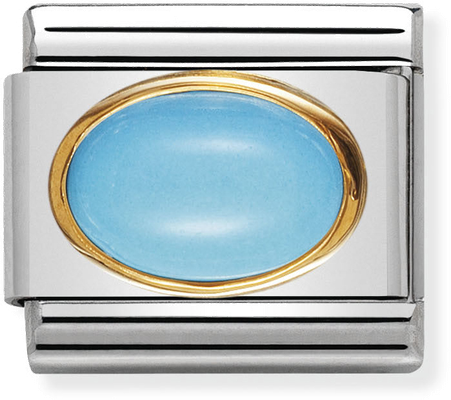 Nomination Classic Oval Hard Stones In Stainless Steel And 18ct Gold TURQUOISE Charm 030502/06