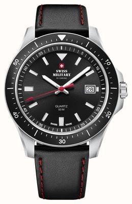 Swiss Military by Chrono Men's Sports (42mm) Black Dial / Black Leather Strap SM34082.04