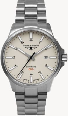 Bauhaus Aviation Titanium Automatic 60h (42mm) Beige Luminous Dial / Titanium Bracelet 2864M5