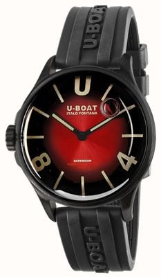 U-Boat Darkmoon pvd (40 mm) mostrador soleil vermelho cardinal / pulseira de borracha vulcanizada preta 9501