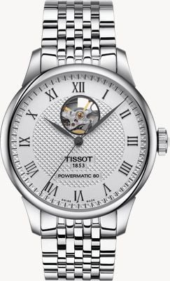 Tissot 男士 le locle |动力 80 |银色心形表盘|不锈钢手链 T0064071103302