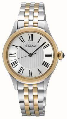 Seiko Caprice Quarz (29,6 mm) weißes Zifferblatt / zweifarbiges Edelstahlarmband SUR612P1