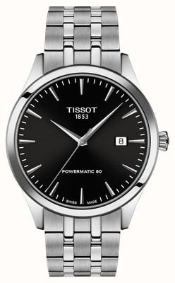 Tissot Classic Dream Powermatic 80 (40 mm) schwarzes Zifferblatt / Edelstahlarmband T1584071105100