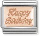 Nomination Classic Happy Birthday 9ct Rose Gold & Steel Charm 430101/29