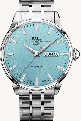 Ball Watch Company Trainmaster Eternity Automatik (39,5 mm) blaues Regenbogen-Zifferblatt / Edelstahlarmband NM2080D-S2J-IBER