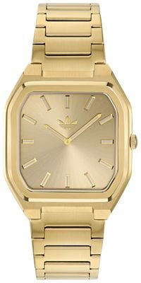 Adidas Originals City Tech Square Gold Tone Dial Gold Tone Stainless Steel Bracelet AOFH26517