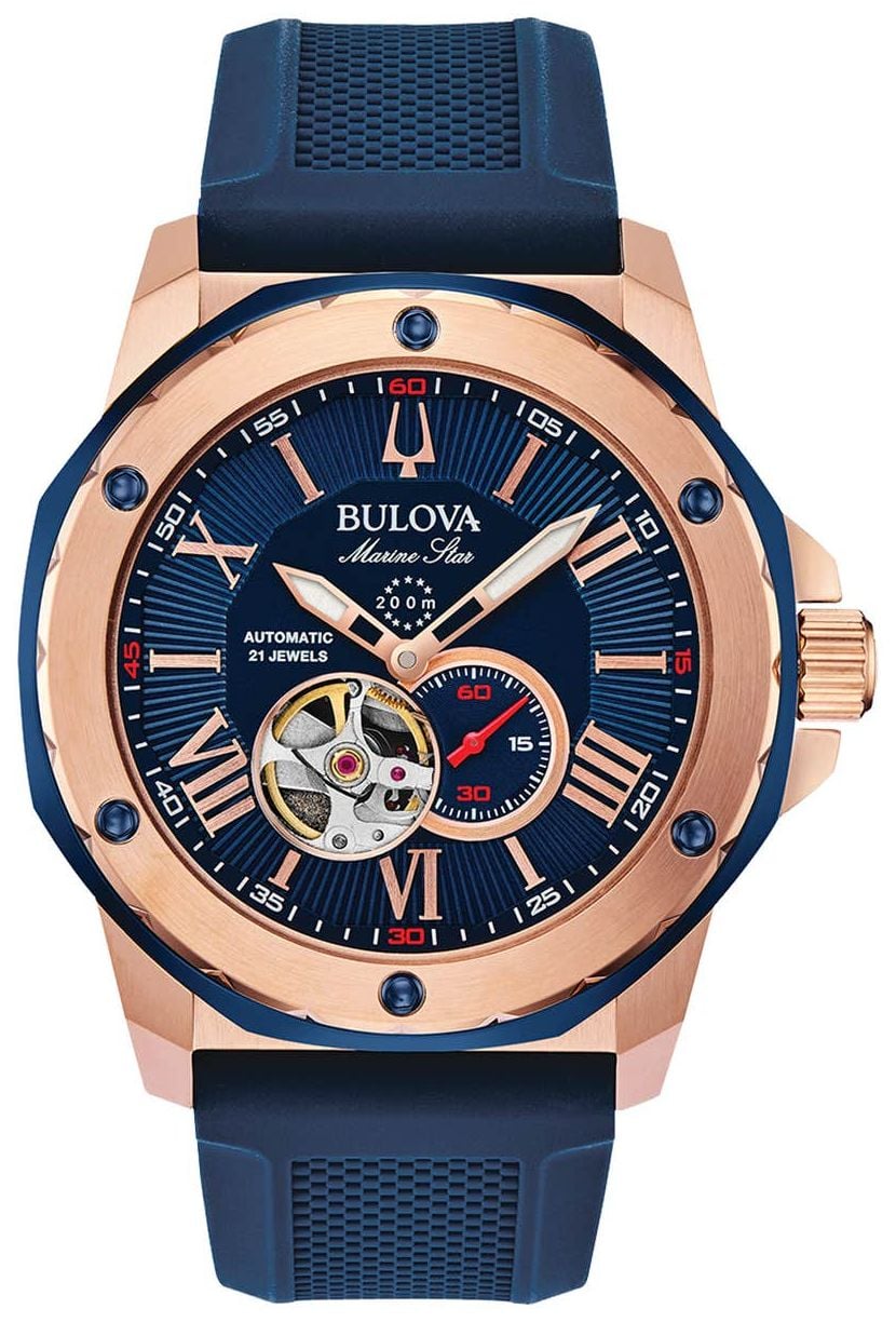 Bulova Bracelet en silicone bleu marine star z | cadran bleu montre