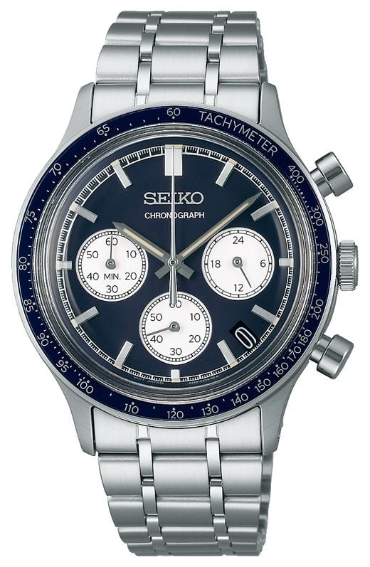 Seiko Chronographe sport de course (38,7mm) cadran bleu montre