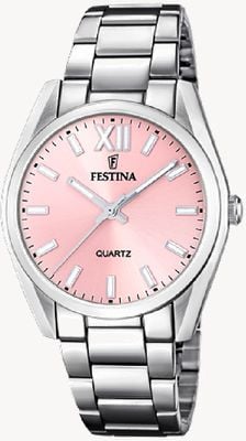 Festina Acero clasico (36,8 mm) rosa Zifferblatt / Edelstahlarmband F20622/2