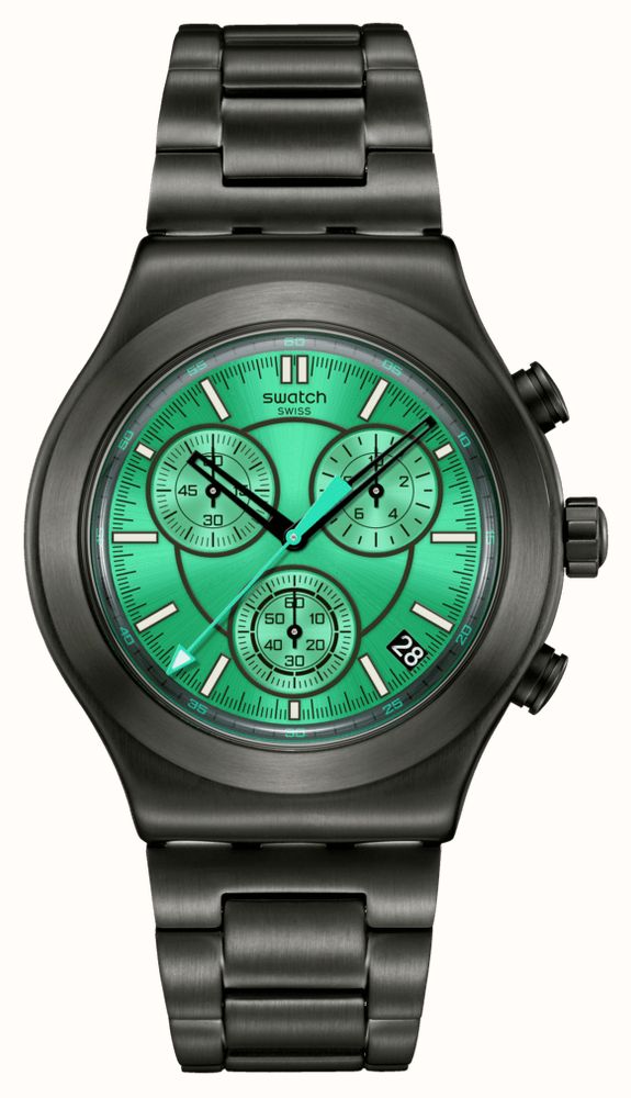 Swatch OBSESSIVELY OBSIDIAN (43mm) Green Dial / Black Stainless
