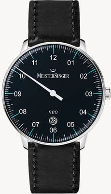 MeisterSinger Neo Plus (40mm) Automatic Black Dial Black Leather Strap NE402T