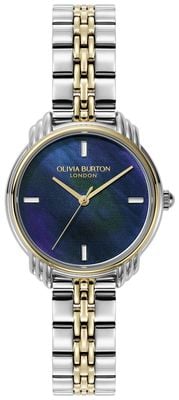 Olivia Burton Klassisches Art Deco 2.0 (30 mm) marineblaues Zifferblatt / zweifarbiges Edelstahlarmband 24000296