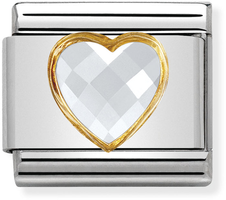 Nomination Classic Heart 18ct Gold & Steel Charm 030610/010