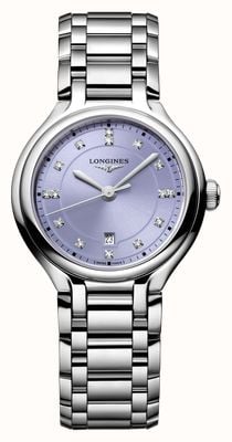 LONGINES プリマルナ クォーツ ダイヤモンド (30mm) ラベンダーモーブ サンレイダイヤル / ステンレススチールブレスレット L81424076