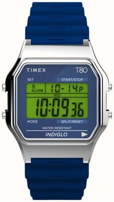 Timex 80 cadran digital bleu / bracelet résine bleu TW2V41200