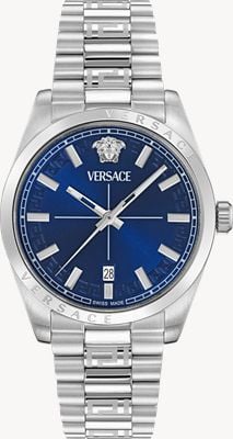 Versace 千禧石英（40毫米）蓝色表盘/不锈钢表带 VE0G00325