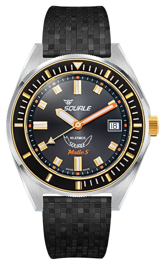 Squale Matic S Automatic 39mm Sunray Black Dial  Black Watch