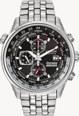 Citizen Bracelet acier chronographe flèches rouges CA0080-54E