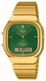 Casio Vintage Dual-Display (35.8mm) Green Sunray Dial / Gold PVD Stainless Steel Bracelet AQ-240EG-3AEF
