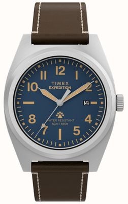 Timex エクスペディション・キャップストーン（39mm）ブルーダイヤル／ブラウンのエコフレンドリーレザーストラップ TW2Y30600