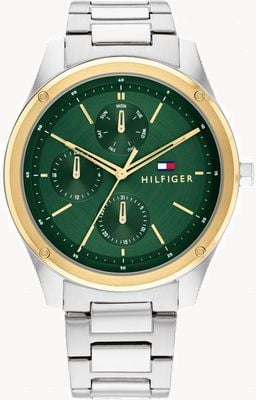 Tommy Hilfiger Hombres | esfera verde | pulsera de acero inoxidable 1710537