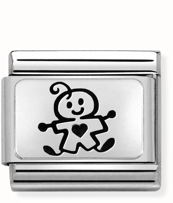 Nomination Classic OXYDISED PLATES 2 In Steel And 925 Silver Baby Boy Charm 330109/50