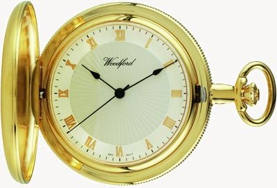 Woodford Gold-Plate Full hunter White Dial pocket Watch 1053