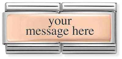 Nomination Classic DOUBLE ENGRAVED Steel And Bonded Rose Gold CUSTOM Smooth Plate Charm 430710/01