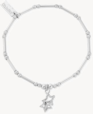 ChloBo Dainty Moon Cut Sparkle Interlocking Star Bracelet SBMCTN3406