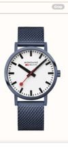 Customer picture of Mondaine Classic (40mm) White Dial / Blue IP Stainless Steel Mesh Bracelet A660.30360.1BSBM