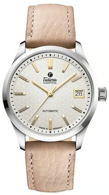 Tutima Glashütte Sky Automatic (34mm) Opal White Dial / Light Brown Leather Strap 6705-01