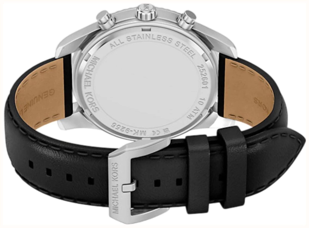 Michael Kors Men's Lexington Chronograph Black Leather Stainless Steel Dial MK9297 - 备用视图 3