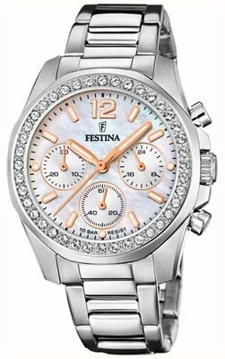 Festina 女士计时手表 w/cz 套装和钢手链 F20606/1