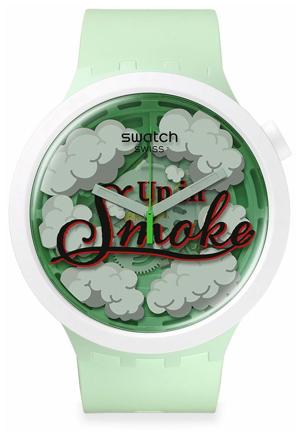 Swatch En fumÃ©e, biocÃ©ramique soufflÃ©e en forme de montre