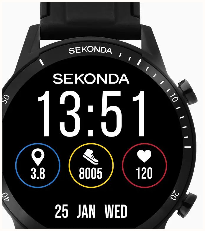 Sekonda Active Go Smartwatch (45mm) Digital Display / Black Silicone Strap 30287 - alternate view 2