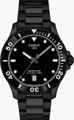 Tissot Seastar 1000 (40mm) グラデーション ブラック ダイアル / ブラック PVD ステンレススチール ブレスレット ウォッチ T1204103305100