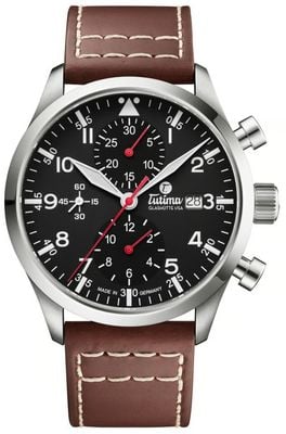 Tutima Glashütte Flieger Legacy T5 Automatic Chronograph (41mm) Black Dial / Brown Horween Leather Strap 6405-01