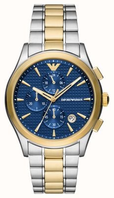 Emporio Armani Quadrante cronografo blu da uomo (42 mm) / bracciale in acciaio inossidabile bicolore AR11579