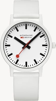 Mondaine Kwarcowy zegarek Essence (41 mm) z białą tarczą / białym paskiem silikonowym MS1.41110.RA