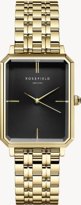 Rosefield Octagon (23mm) Black Dial / Gold-Plated Stainless Steel Bracelet OBSSG-O47