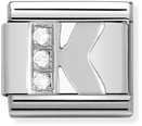 Nomination Classic Letter K Sterling Silver & Steel Cubic Zirconia Charm 330301/11