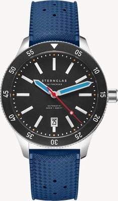 STERNGLAS Marus 2.0 自动腕表（42 毫米）黑色表盘/深蓝色橡胶表带 S02-MA43-KA05