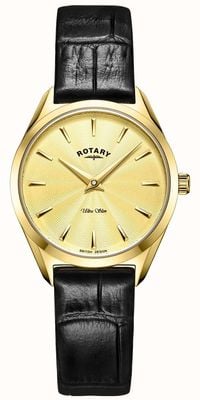 Rotary Ultra cienki damski zegarek ze złotej skóry LS08013/03