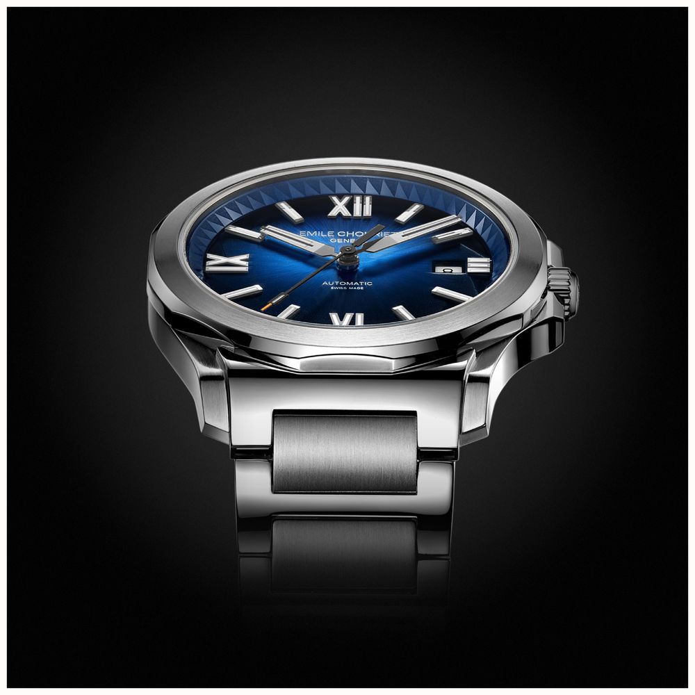 Emile Chouriet Challenger Cliff Automatic (40mm) Blue Sunray Dial / Stainless Steel Bracelet 08.1170.G.6.6.N8.6 - widok alternatywny 3