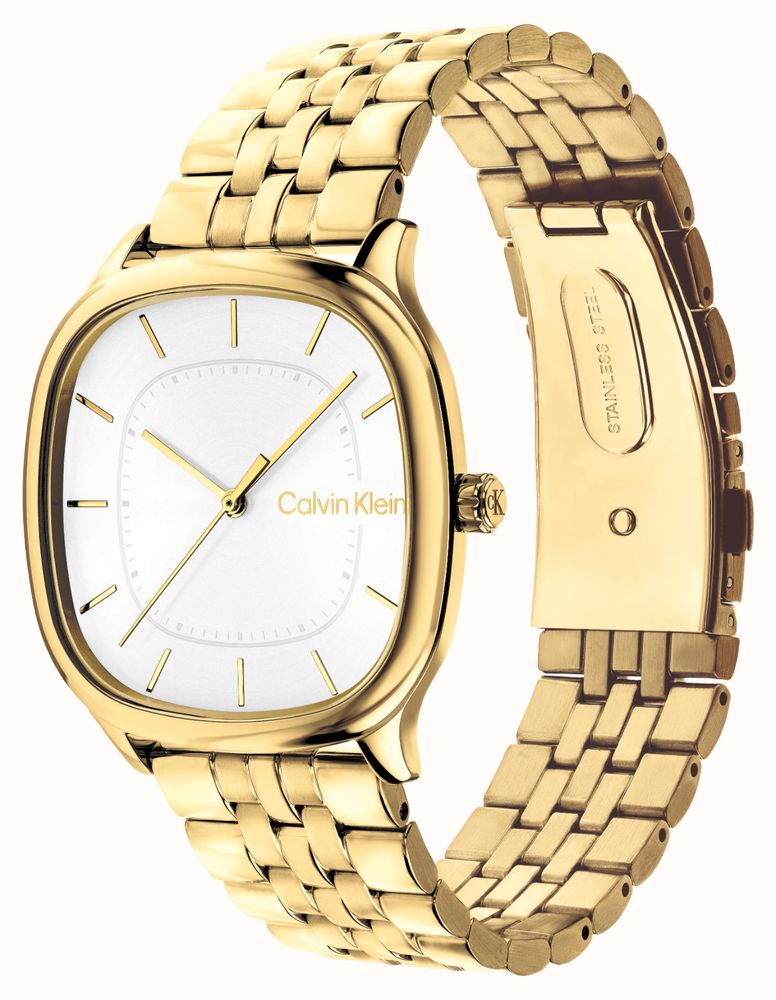 Calvin Klein CK Shape Quartz (37mm) Silver Sunray Dial / Gold PVD Stainless Steel Bracelet 25200582 - vista alternativa 2