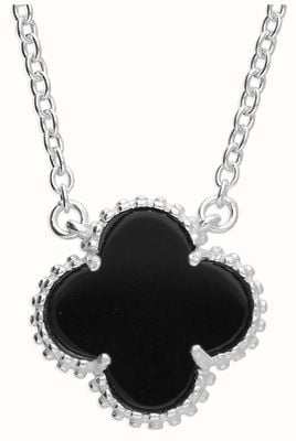 James Moore CME Sterling Silver Onyx Quatrefoil Necklace H6401/O
