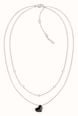 Calvin Klein Ladies Faceted Black Heart Stainless Steel Double Necklace 35000999