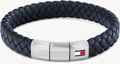 Tommy Hilfiger Men's Round Braided Blue Leather Bracelet 2790660